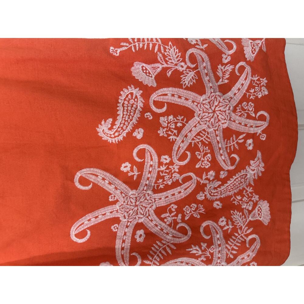 Maeve Anthropologie Dress Women 4 Embroidered Starfish Linen Viscose Boho Resort - Picture 3 of 10